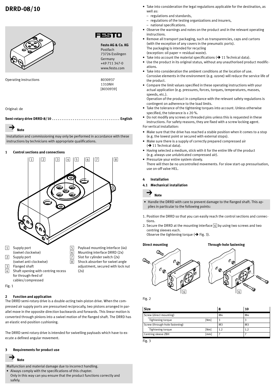 Festo DRRD-08/10 User Manual | 4 pages