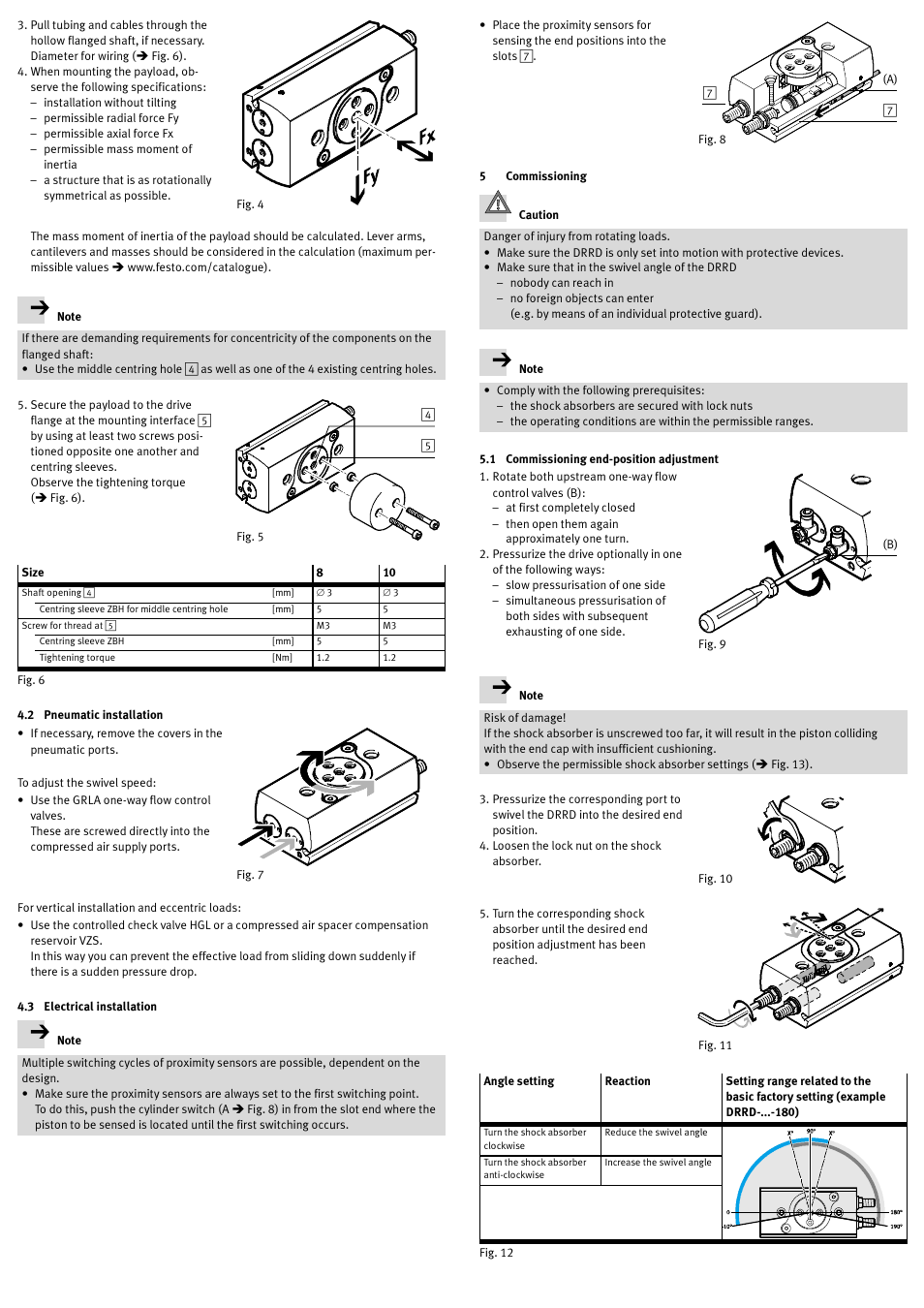 2 pneumatic installation, 3 electrical installation, 5 commissioning | 1 commissioning end-position adjustment | Festo DRRD-08/10 User Manual | Page 2 / 4