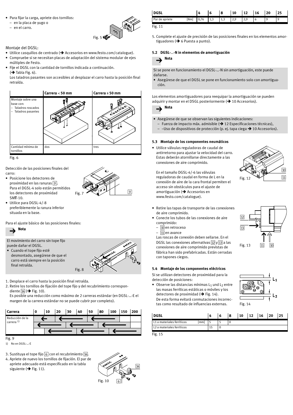 2 dgsl-…-n in elementos de amortiguación, 3 montaje de los componentes neumáticos, 4 montaje de los componentes eléctricos | Festo DGSL User Manual | Page 10 / 24