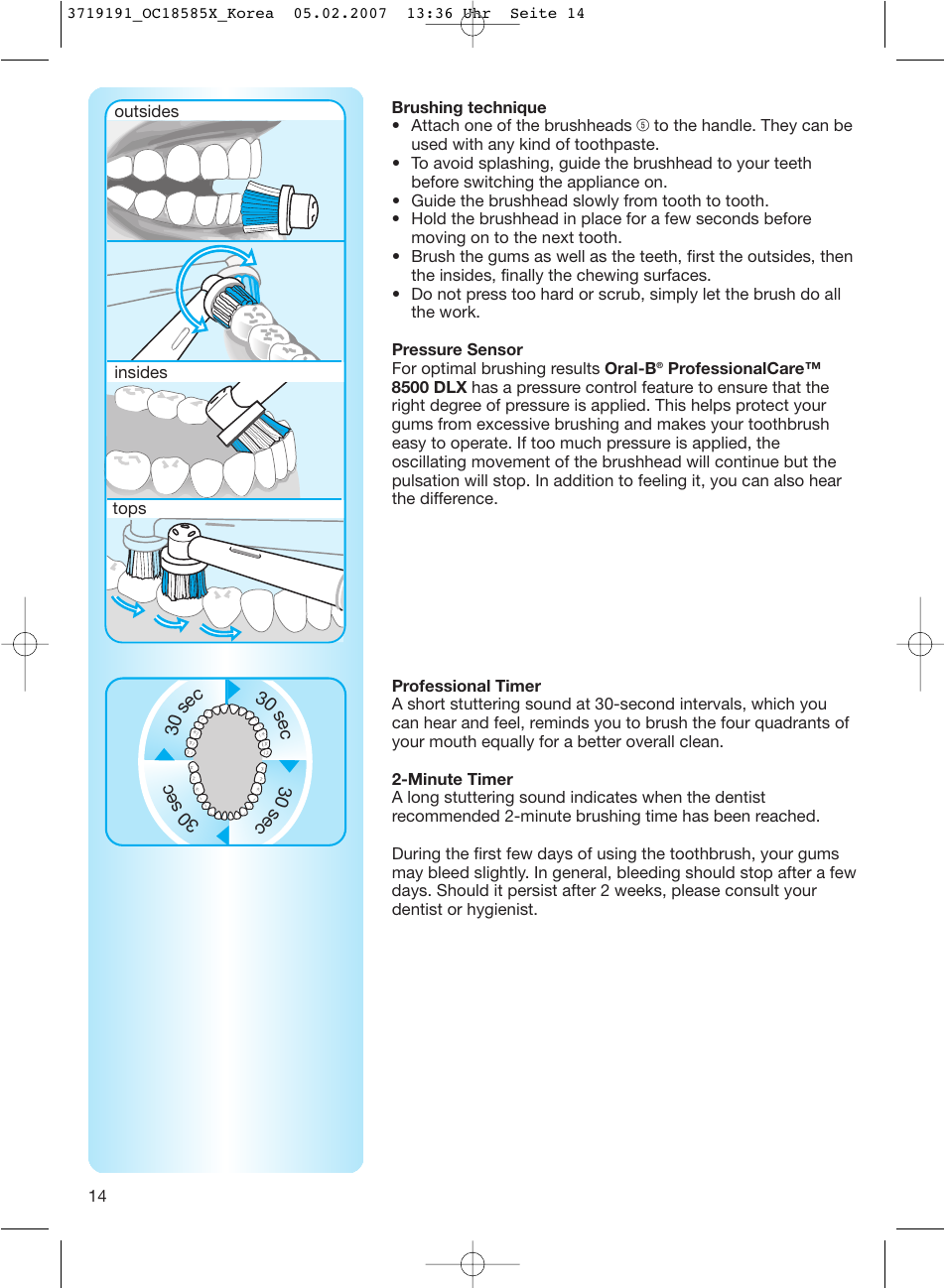 Braun 8500 DLX OxyJet User Manual | Page 14 / 18