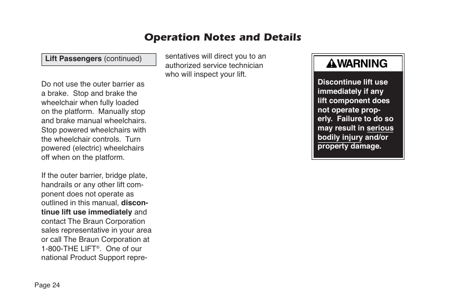 Warning | Braun NVL SERIES User Manual | Page 26 / 53