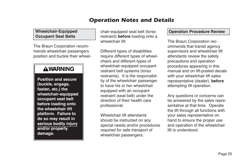 Warning | Braun NVL SERIES User Manual | Page 27 / 53