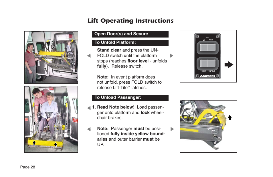 Lift operating instructions | Braun NVL SERIES User Manual | Page 30 / 53
