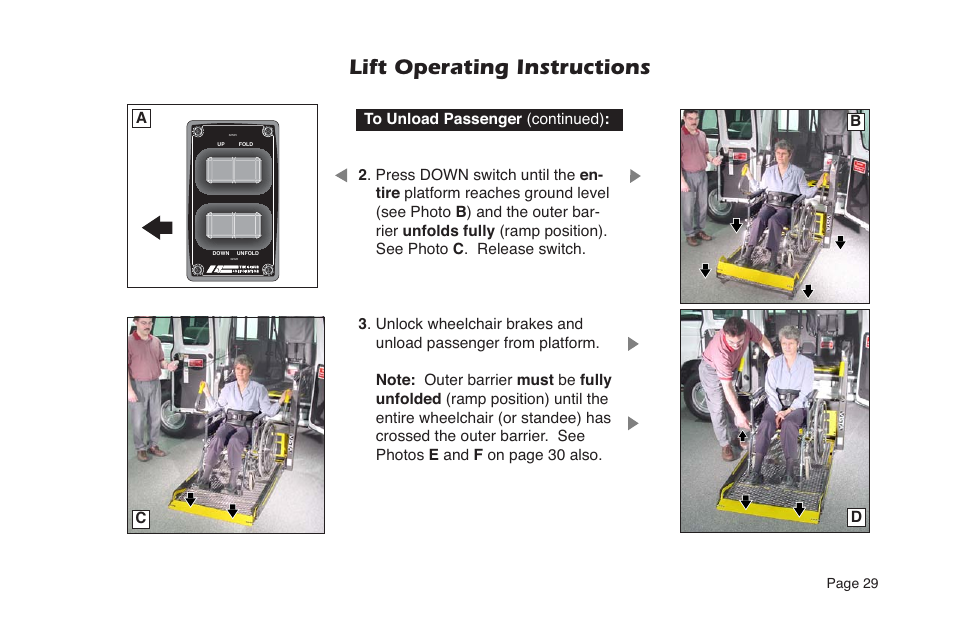Lift operating instructions | Braun NVL SERIES User Manual | Page 31 / 53