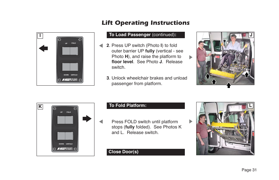 Lift operating instructions | Braun NVL SERIES User Manual | Page 33 / 53