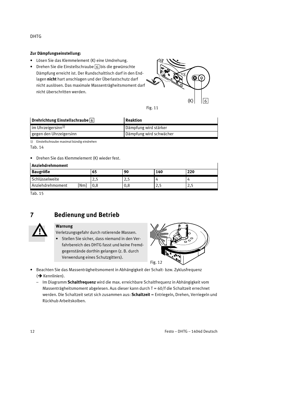 7 bedienung und betrieb, 7bedienung und betrieb | Festo DHTG User Manual | Page 12 / 112