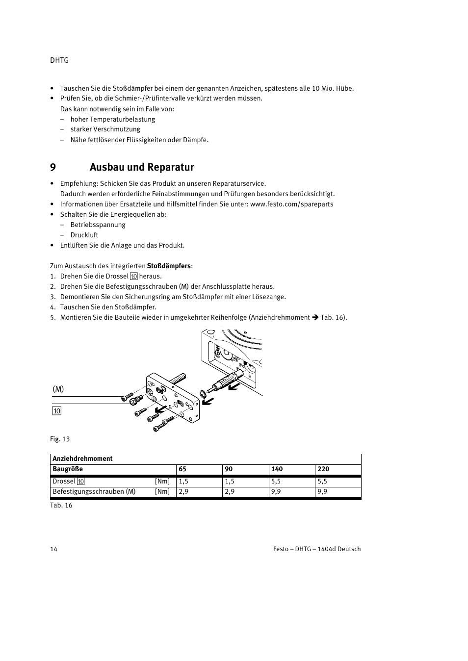 9 ausbau und reparatur, 9ausbau und reparatur | Festo DHTG User Manual | Page 14 / 112