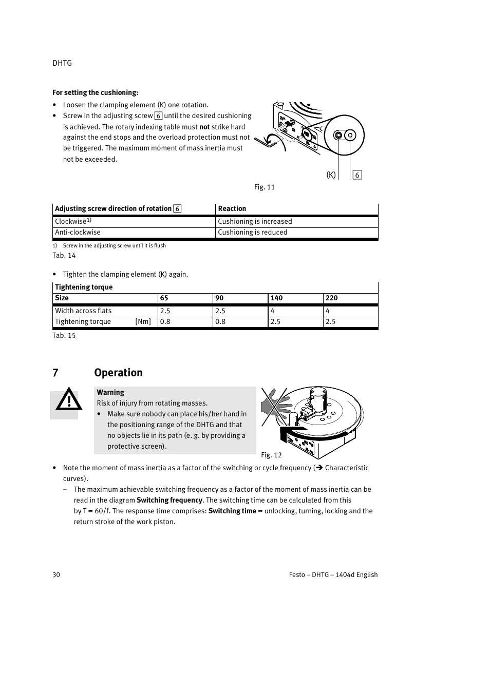 7 operation, 7operation | Festo DHTG User Manual | Page 30 / 112