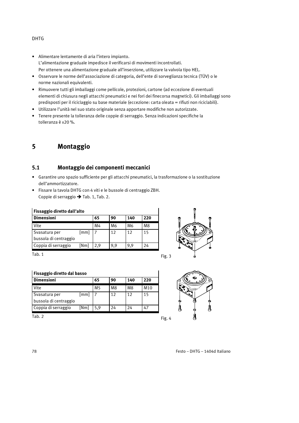 5 montaggio, 1 montaggio dei componenti meccanici, 5montaggio | Festo DHTG User Manual | Page 78 / 112