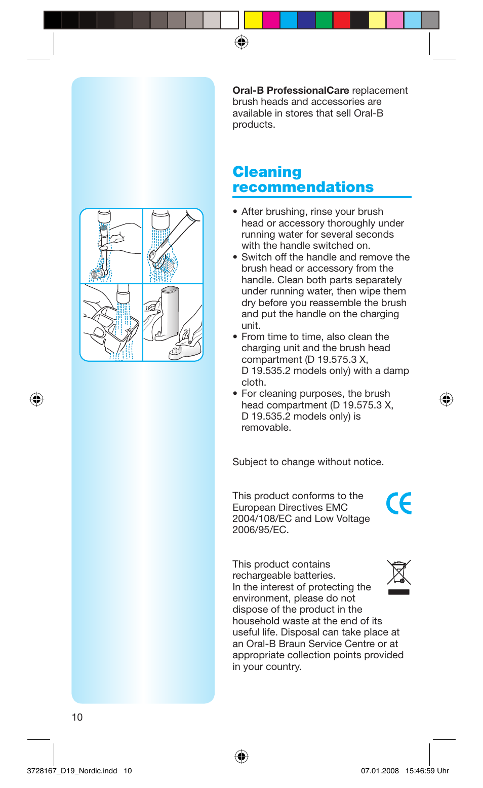 Cleaning recommendations | Braun Oral-B Toothbrush User Manual | Page 10 / 49