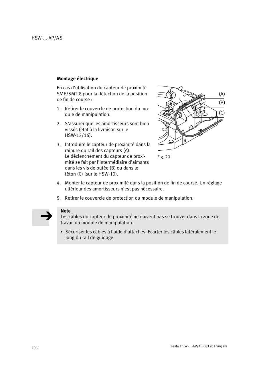 Montage électrique | Festo HSW-...-AP/AS User Manual | Page 106 / 184