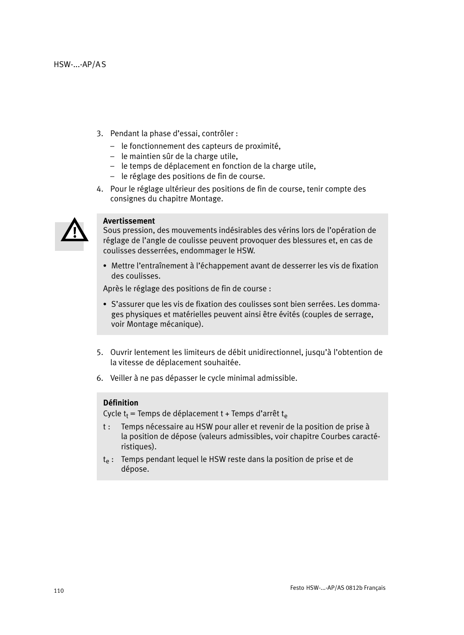 Festo HSW-...-AP/AS User Manual | Page 110 / 184