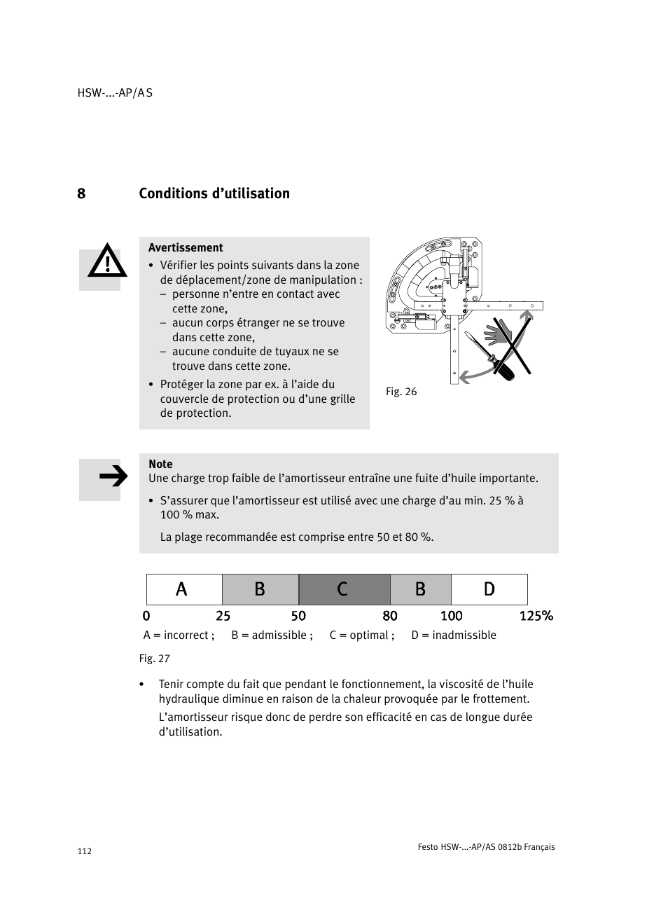 8 conditions d'utilisation, Conditions d’utilisation, 8conditions d’utilisation | Festo HSW-...-AP/AS User Manual | Page 112 / 184