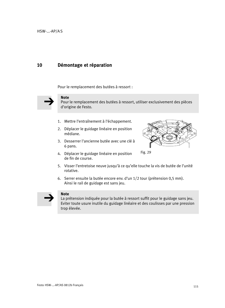 10 démontage et réparation | Festo HSW-...-AP/AS User Manual | Page 115 / 184