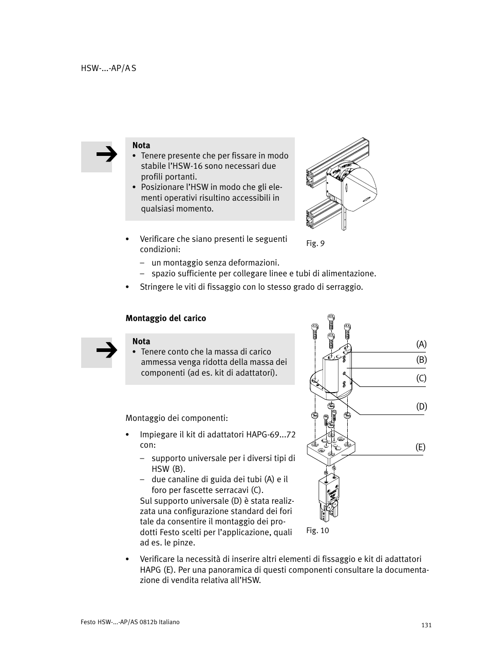 Montaggio del carico | Festo HSW-...-AP/AS User Manual | Page 131 / 184
