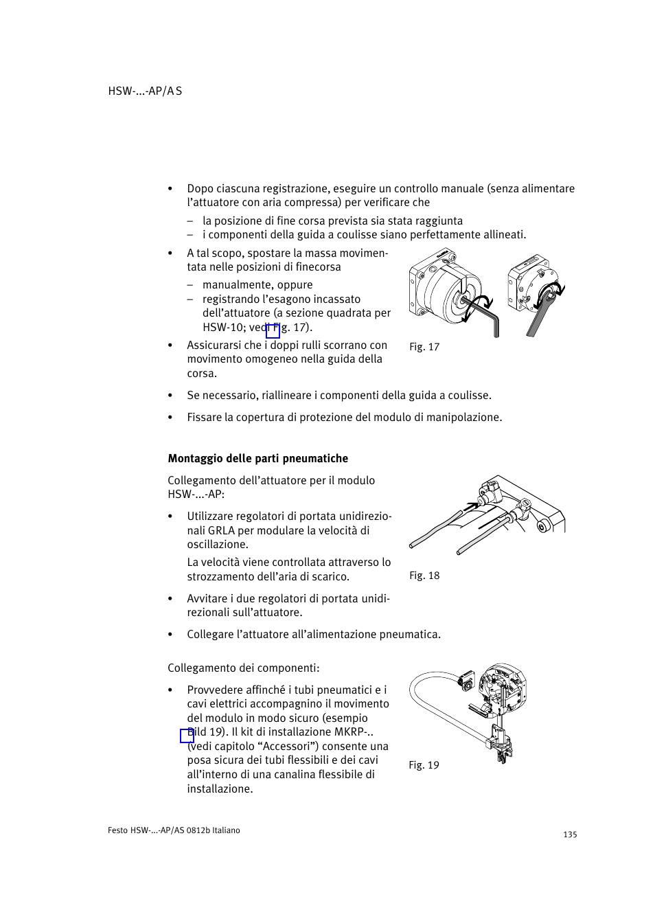 Montaggio delle parti pneumatiche | Festo HSW-...-AP/AS User Manual | Page 135 / 184