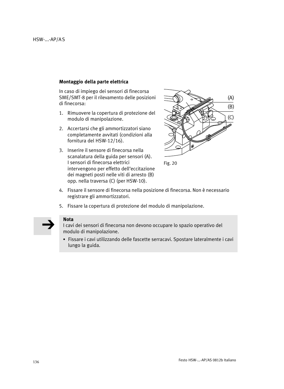 Montaggio della parte elettrica | Festo HSW-...-AP/AS User Manual | Page 136 / 184