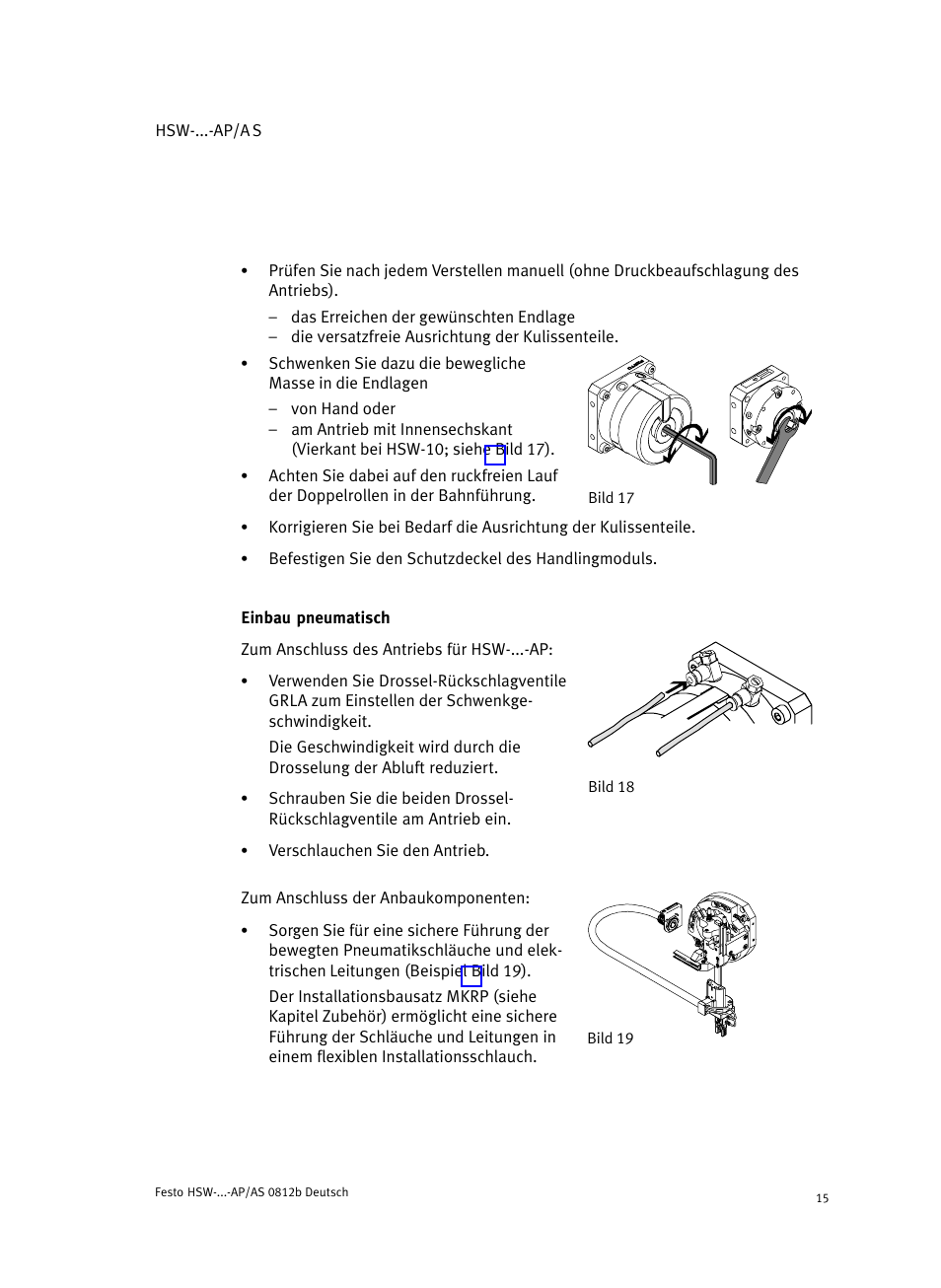 Einbau pneumatisch | Festo HSW-...-AP/AS User Manual | Page 15 / 184