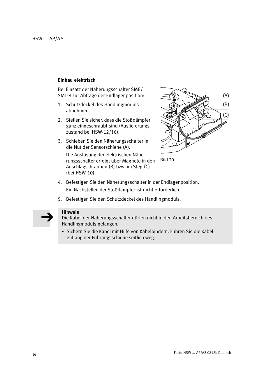 Einbau elektrisch | Festo HSW-...-AP/AS User Manual | Page 16 / 184