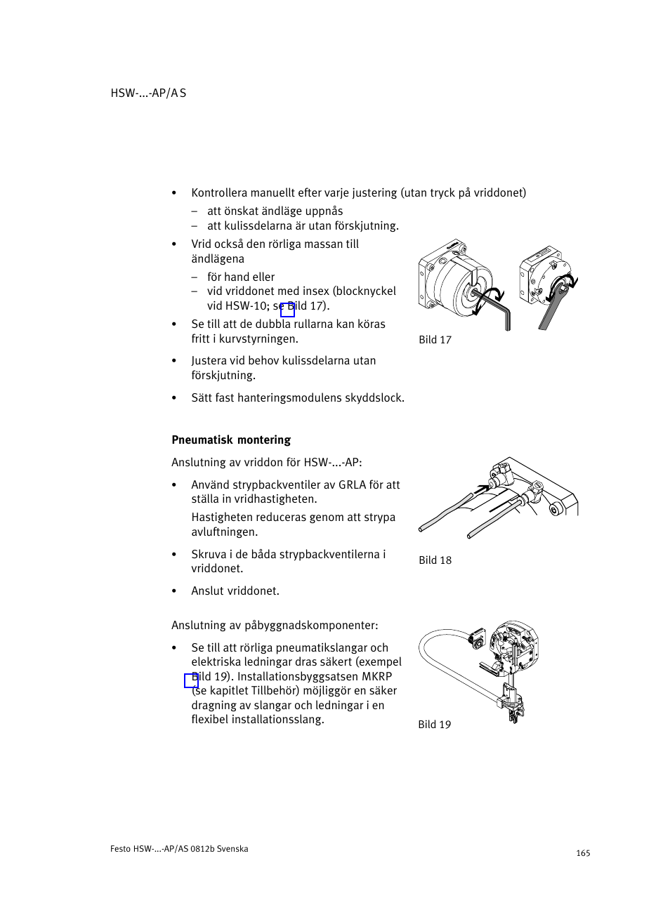 Pneumatisk montering | Festo HSW-...-AP/AS User Manual | Page 165 / 184