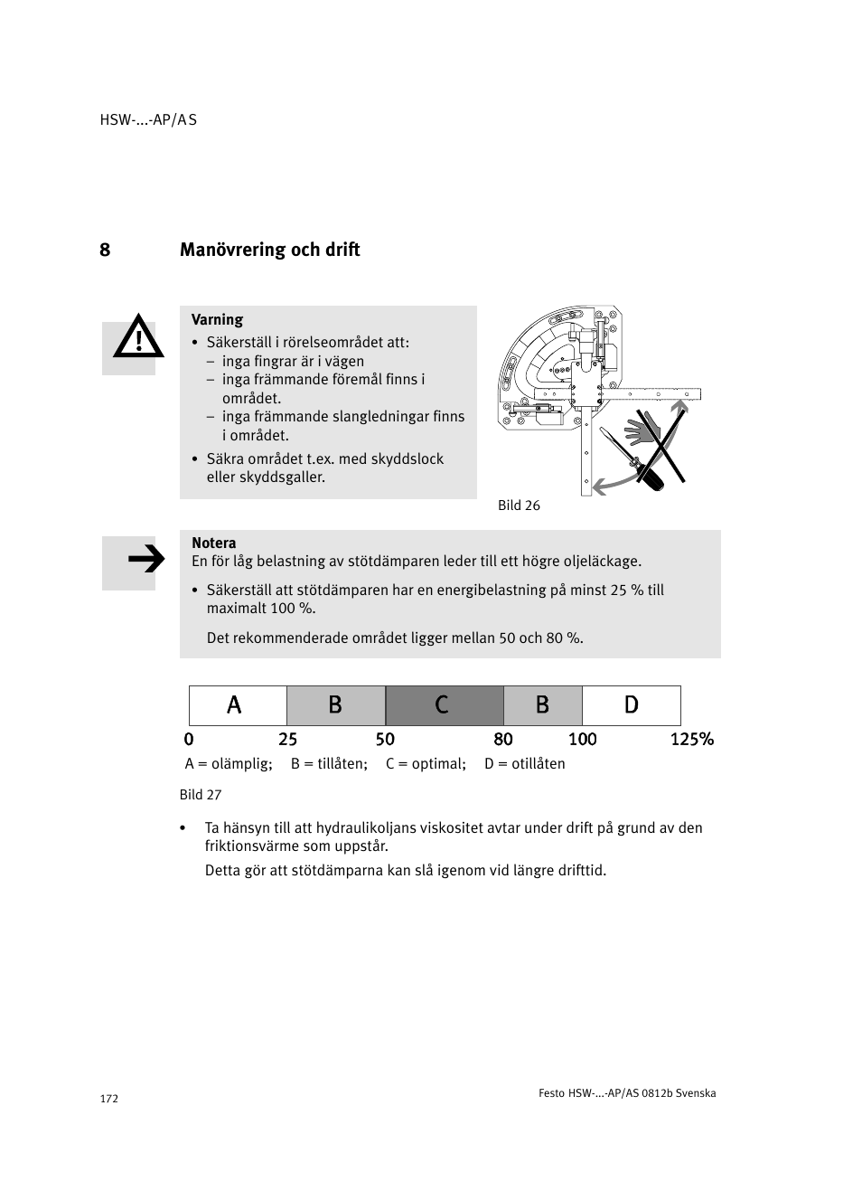 8 manövrering och drift, Manövrering och drift, 8manövrering och drift | Festo HSW-...-AP/AS User Manual | Page 172 / 184