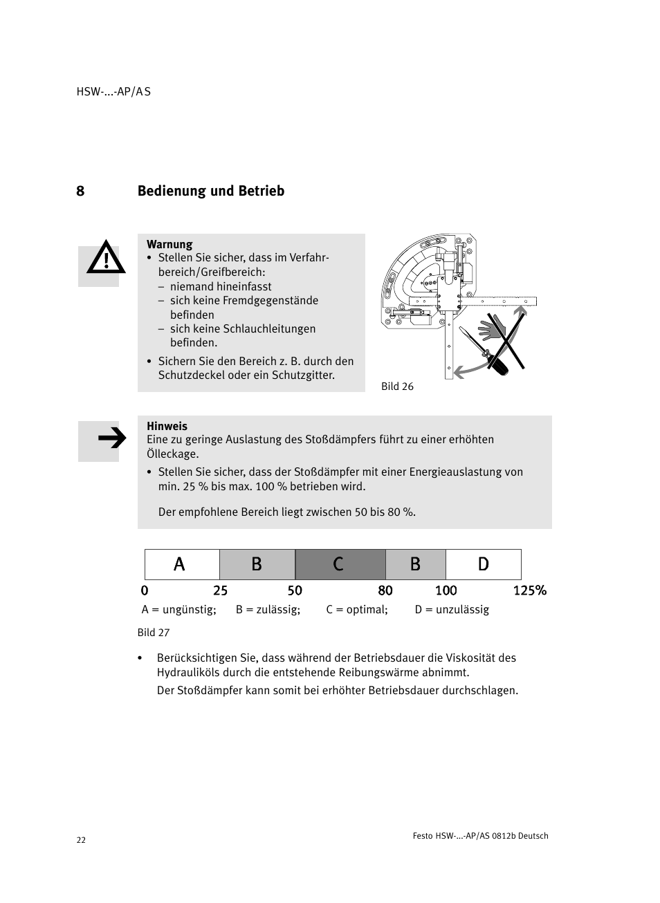 8 bedienung und betrieb, Bedienung und betrieb, 8bedienung und betrieb | Festo HSW-...-AP/AS User Manual | Page 22 / 184