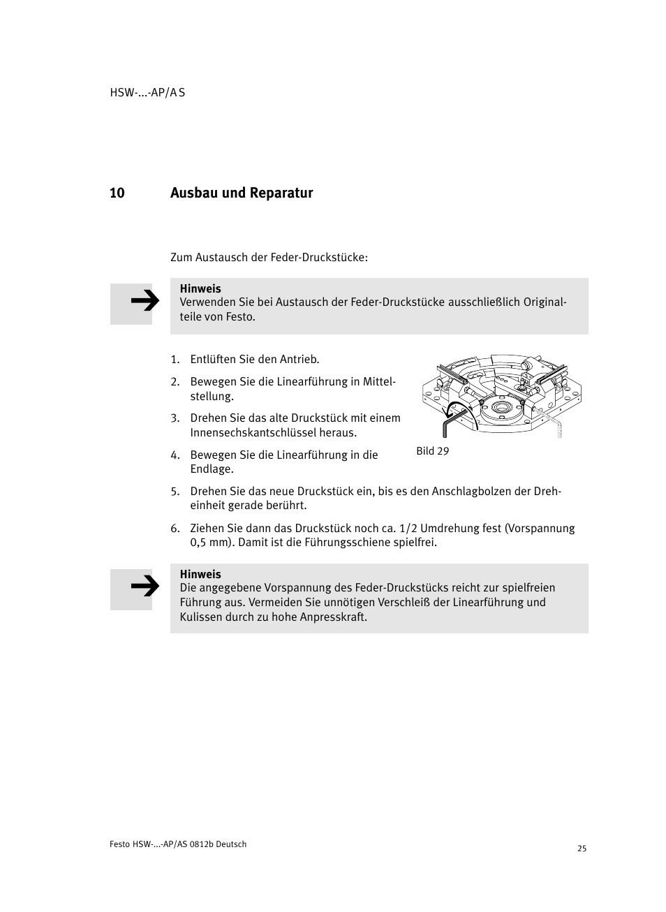10 ausbau und reparatur | Festo HSW-...-AP/AS User Manual | Page 25 / 184