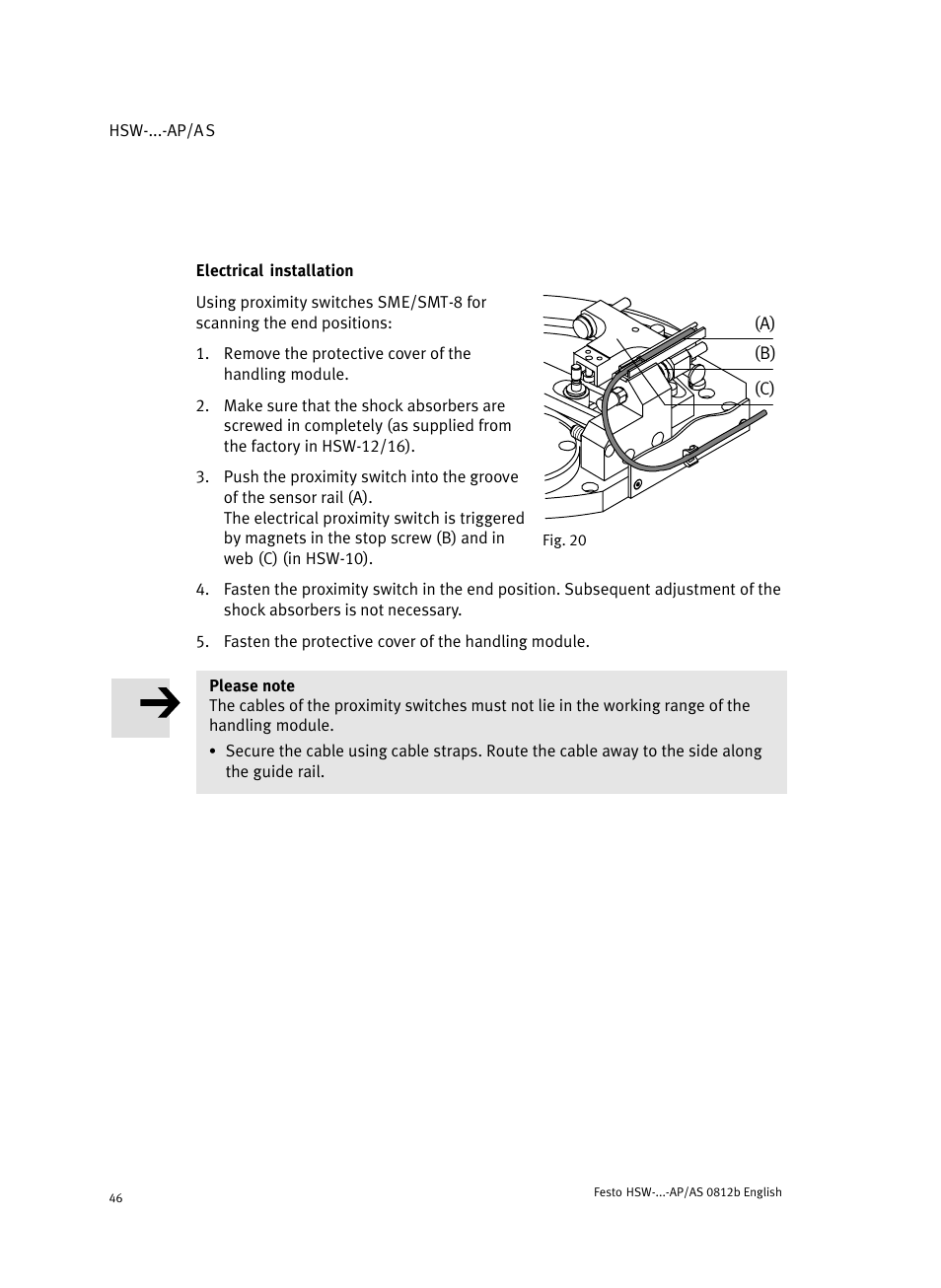 Electrical installation | Festo HSW-...-AP/AS User Manual | Page 46 / 184
