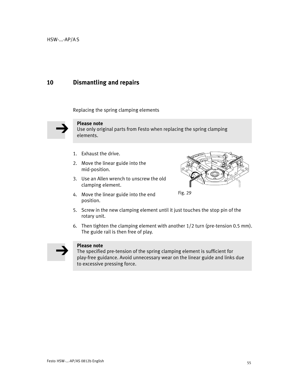 10 dismantling and repairs | Festo HSW-...-AP/AS User Manual | Page 55 / 184