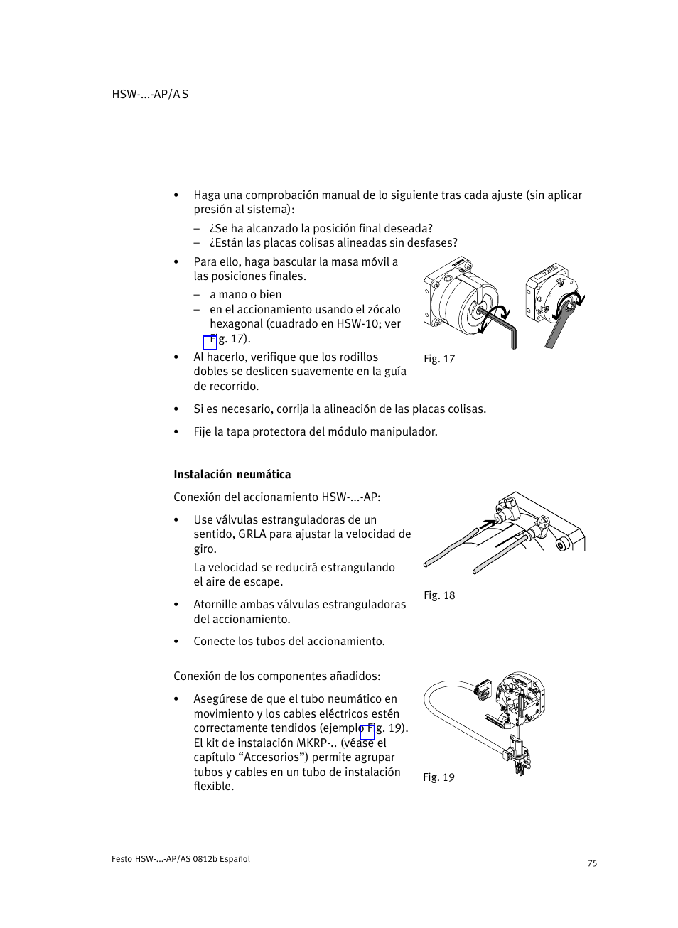 Instalación neumática | Festo HSW-...-AP/AS User Manual | Page 75 / 184