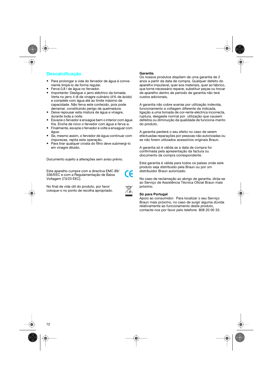 Descalcificação | Braun 3214 User Manual | Page 12 / 45