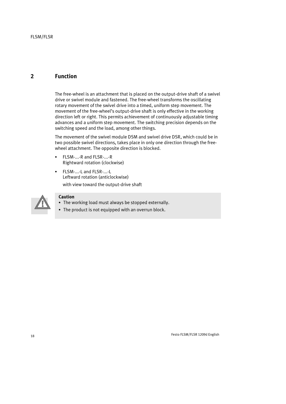 2 function, 2function | Festo FLSR User Manual | Page 18 / 88