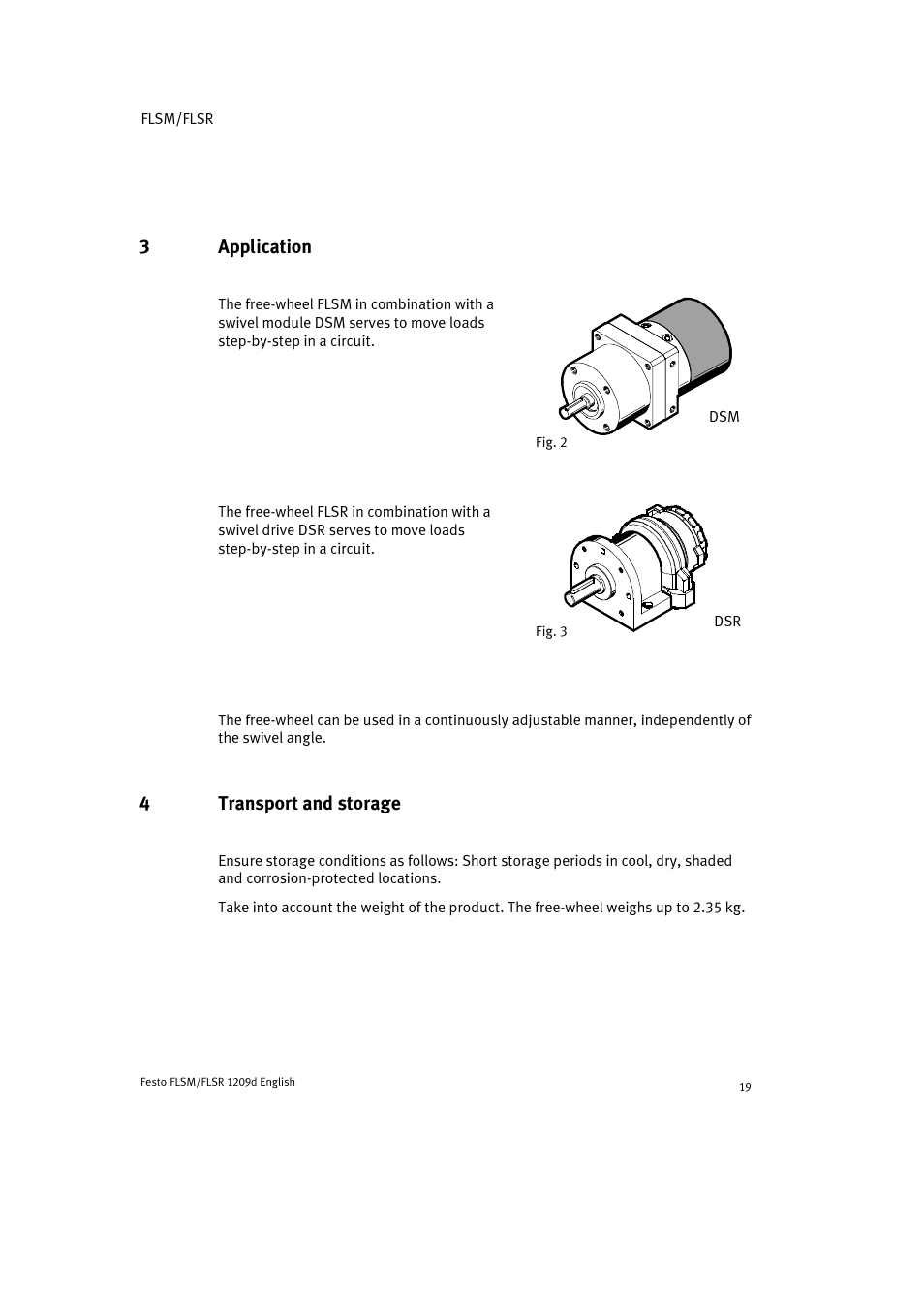 3 application, 4 transport and storage, 3application | 4transport and storage | Festo FLSR User Manual | Page 19 / 88