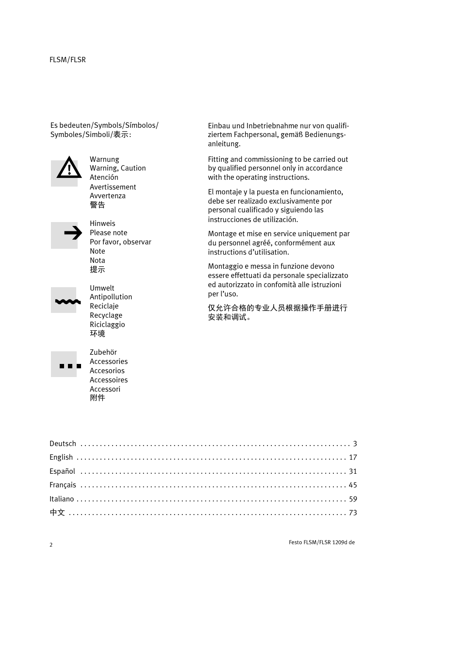 Festo FLSR User Manual | Page 2 / 88