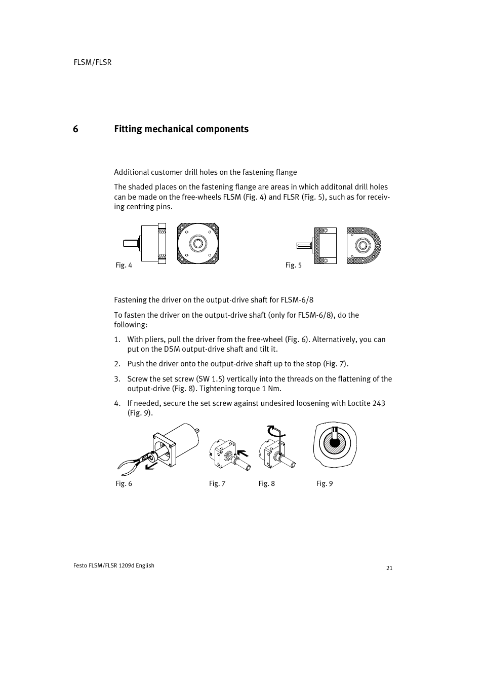 6 fitting mechanical components, 6fitting mechanical components | Festo FLSR User Manual | Page 21 / 88