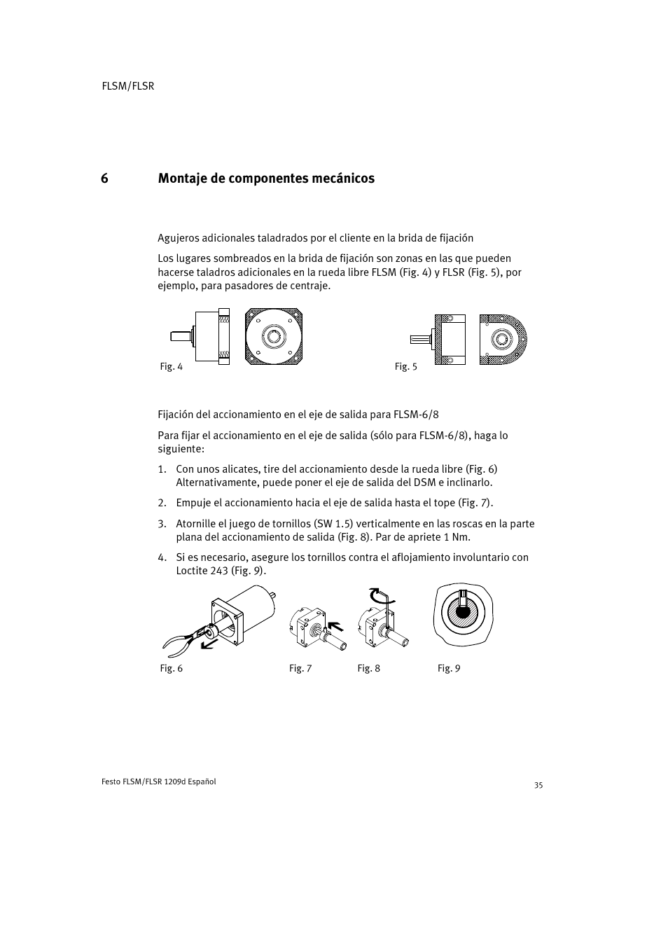 6 montaje de componentes mecánicos, 6montaje de componentes mecánicos | Festo FLSR User Manual | Page 35 / 88