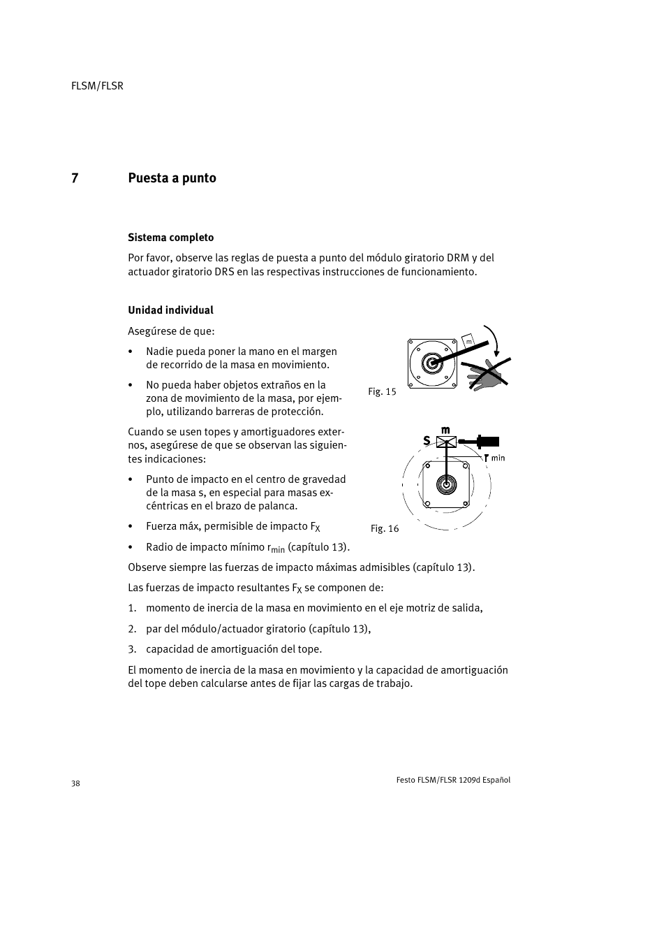 7 puesta a punto, Sistema completo, Unidad individual | 7puesta a punto | Festo FLSR User Manual | Page 38 / 88