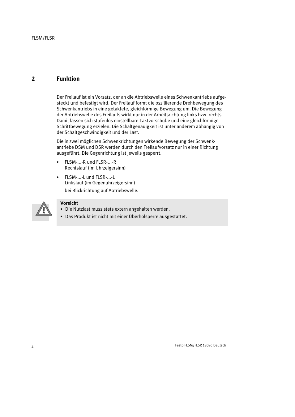 2 funktion, 2funktion | Festo FLSR User Manual | Page 4 / 88