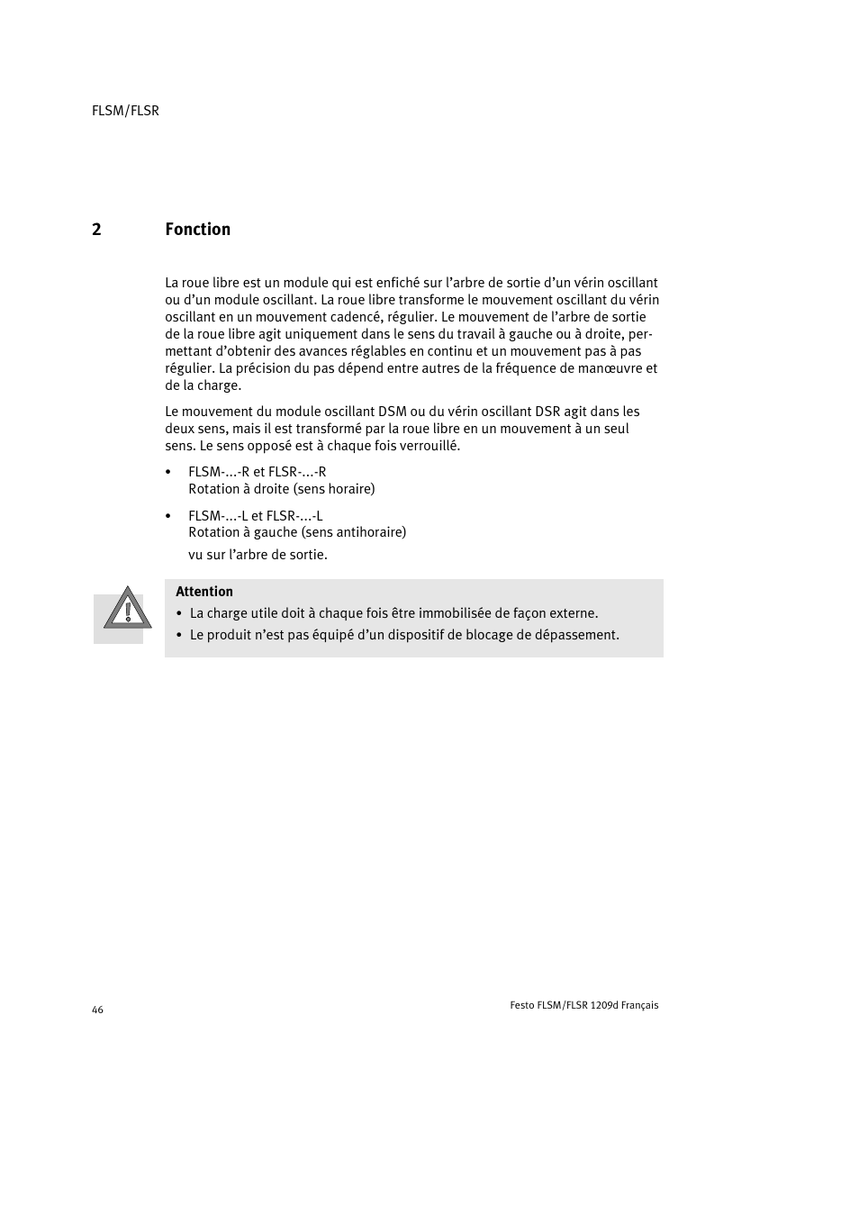 2 fonction, 2fonction | Festo FLSR User Manual | Page 46 / 88