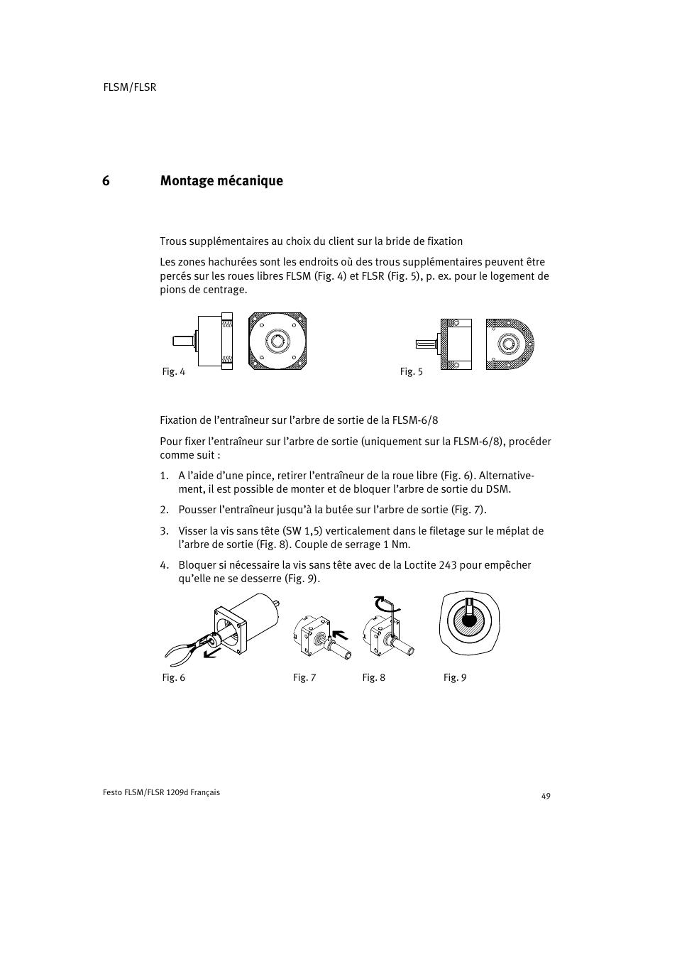 6 montage mécanique, 6montage mécanique | Festo FLSR User Manual | Page 49 / 88