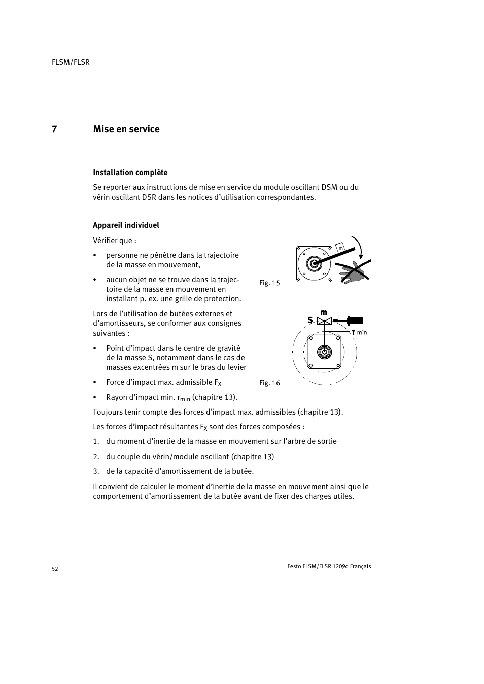 7 mise en service, Installation complète, Appareil individuel | 7mise en service | Festo FLSR User Manual | Page 52 / 88