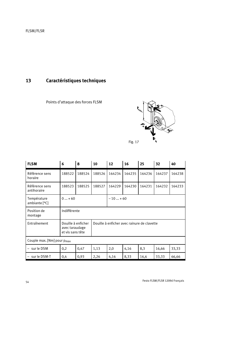 13 caractéristiques techniques | Festo FLSR User Manual | Page 54 / 88