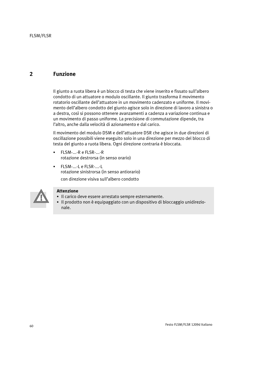 2 funzione, 2funzione | Festo FLSR User Manual | Page 60 / 88