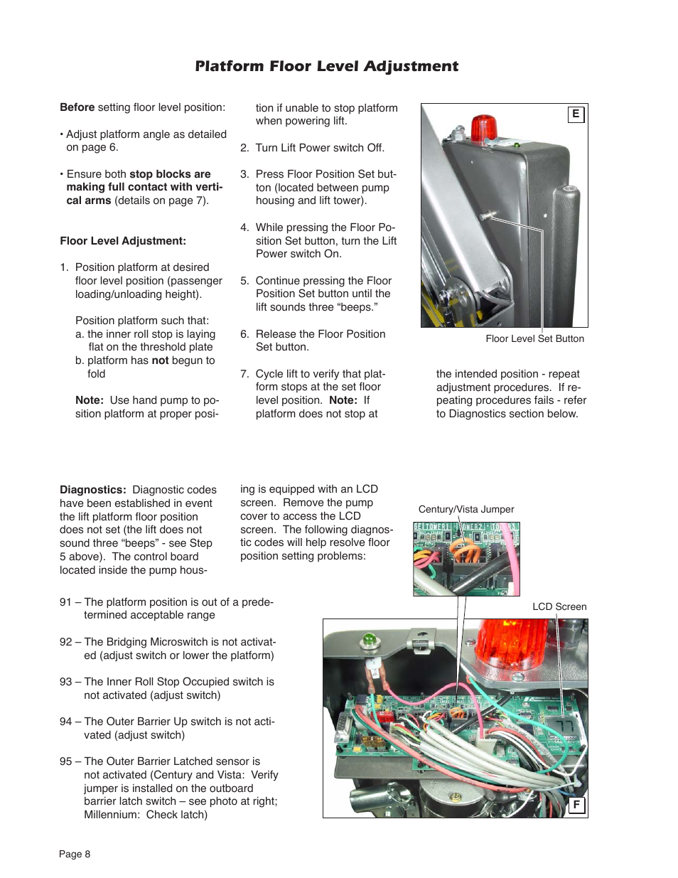 Platform floor level adjustment | Braun MILLENNIUM A5 User Manual | Page 10 / 32