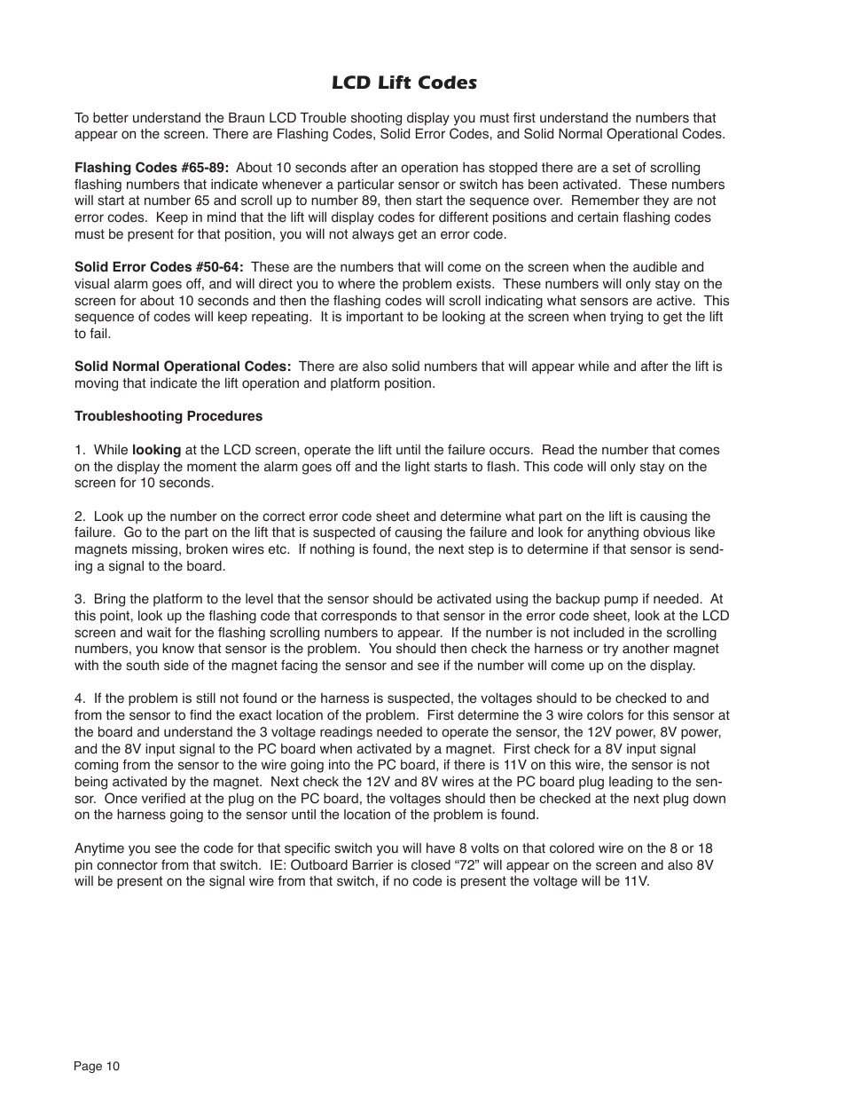 Lcd lift codes | Braun MILLENNIUM A5 User Manual | Page 12 / 32