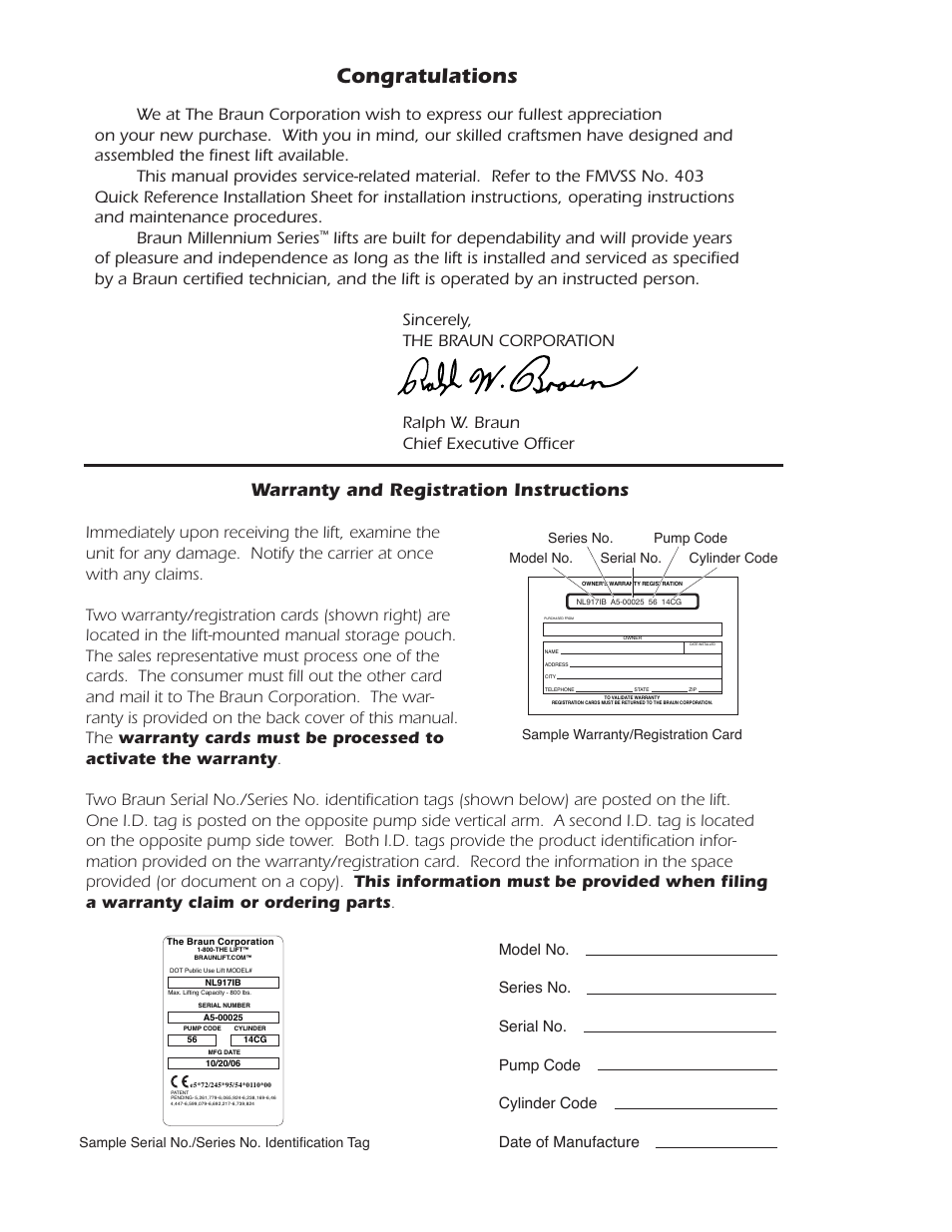 Warranty and registration instructions | Braun MILLENNIUM A5 User Manual | Page 2 / 32