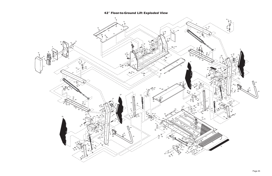 42” floor-to-ground lift exploded view, Page 25 | Braun MILLENNIUM A5 User Manual | Page 27 / 32