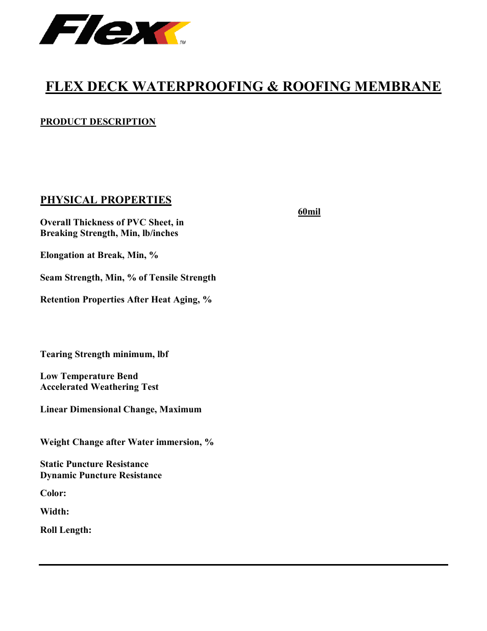 Flex Deck Waterproofing-Roofing Membrane User Manual | 1 page