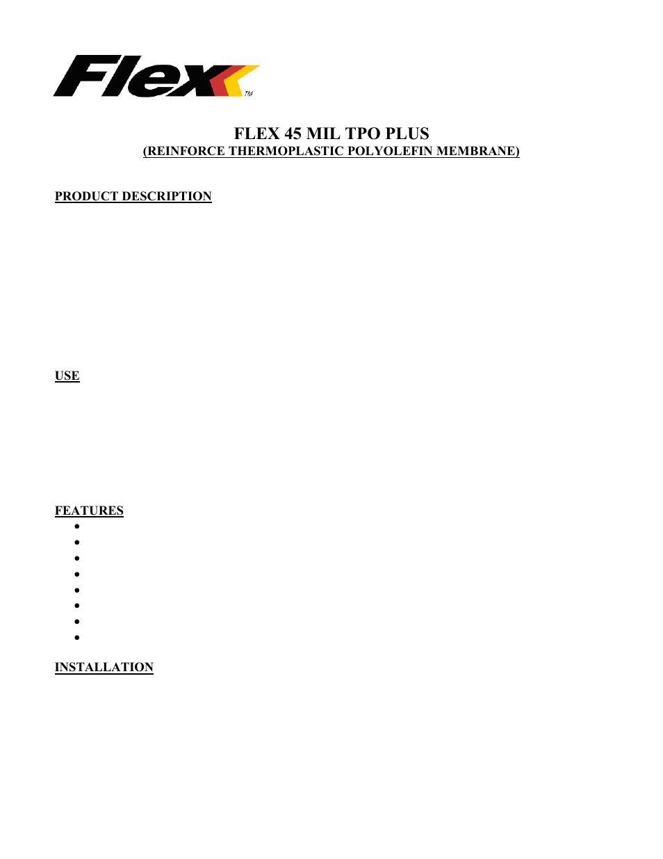 Flex TPO 45 User Manual | 2 pages