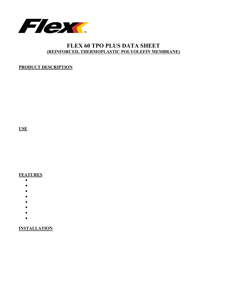 Flex 60 TPO User Manual | 2 pages